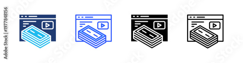 Monetization Multiple Style Icon Set Collection Pack Web Banner Vector 