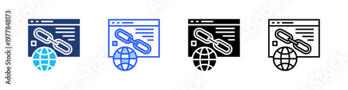 Hyperlink Multiple Style Icon Set Collection Pack Web Banner Vector 