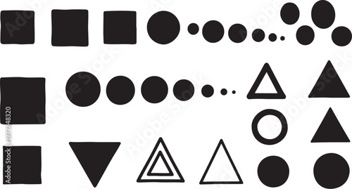 Geometric shapes in black and white colors