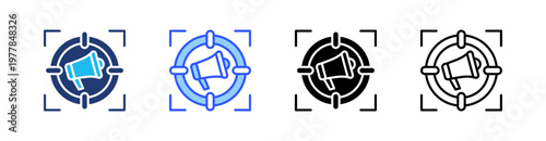 Target Marketing Multiple Style Icon Set Collection Pack Web Banner Vector 