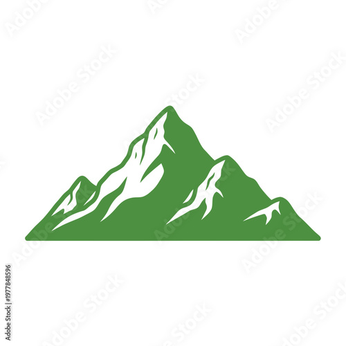 Minimalist green mountain range silhouette icon
