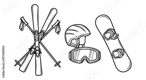 Snow sports equipment for winter fun.