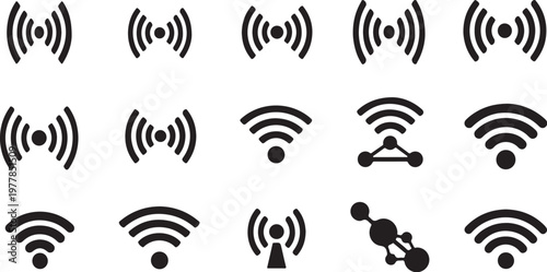 Wi-Fi signal icons on white background pattern