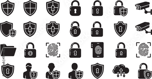 Security icons and symbols for protection concepts