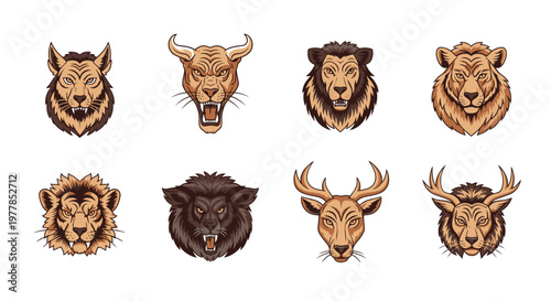 Eight Animal Heads in a Row.
