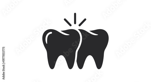Simple vector illustration showing two teeth side by side with a clean minimalist design style perfect for dental clinic signage and modern oral health care branding