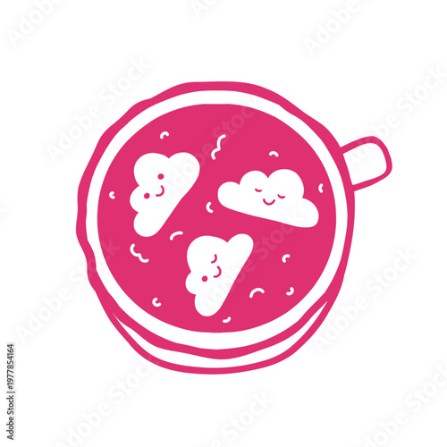 Cute coffee cup marshmallow kawaii icon