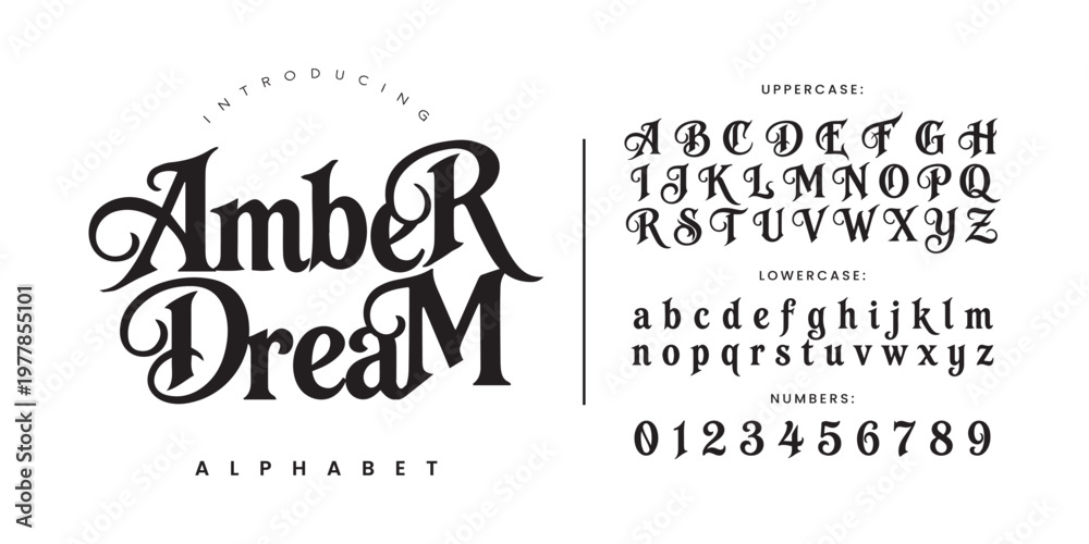 Fototapeta premium Amber Dream magical fantasy display font with unique sharp curves and mystical style for fairy tale books gaming and storytelling branding
