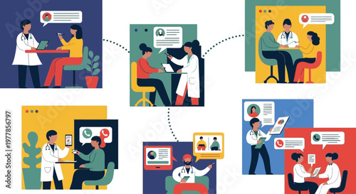 Doctors and patients communicating effectively in various telemedicine settings