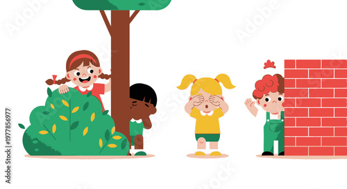 Diverse children playing together outdoors.