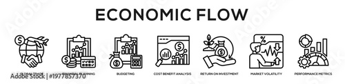 Economic Flow web banner icon illustration concept