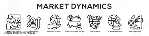 Market Dynamics web banner icon illustration concept