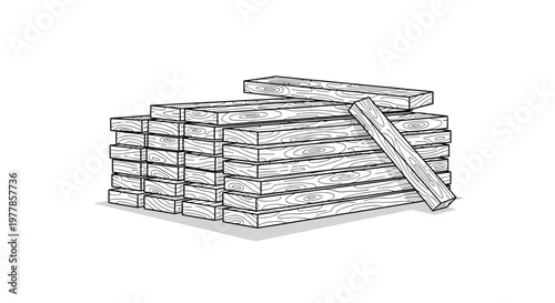 Stack of wooden planks and boards.
