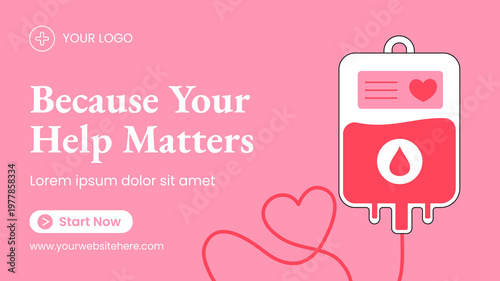 Flat Cartoon Hand Drawn Social Media Thumbnail Background World Blood Donor Day