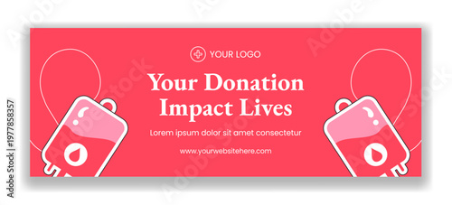 World Blood Donor Day Social Media Cover Flat Cartoon Hand Drawn Background