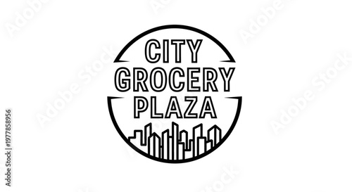 City Grocery Plaza Shopping Logo Sign.