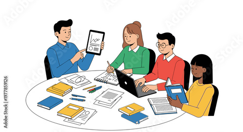 Four people sitting at a table 1.