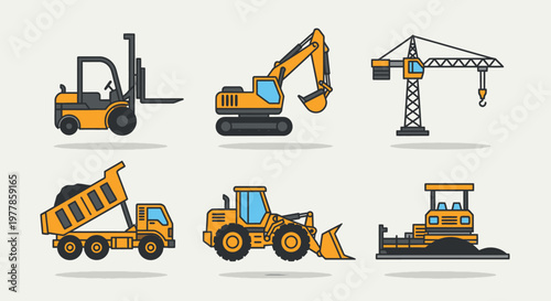 Heavy construction equipment vehicles collection.