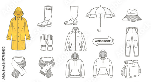 Rain gear clothing and accessories.