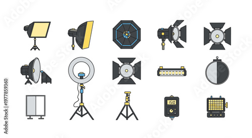 Studio lighting equipment and tools.