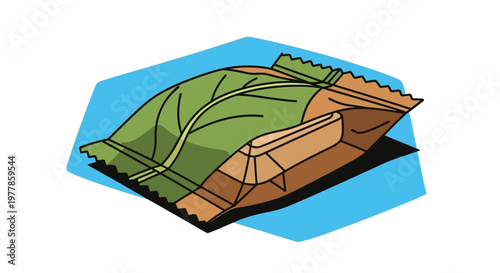 Eco-friendly reusable bag and wooden crate on blue background