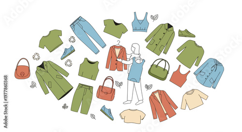 Fashion clothing and accessories arrangement