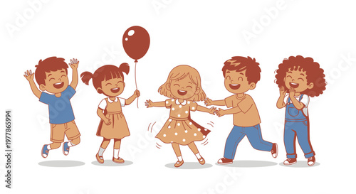 Children playing together outdoors happily.