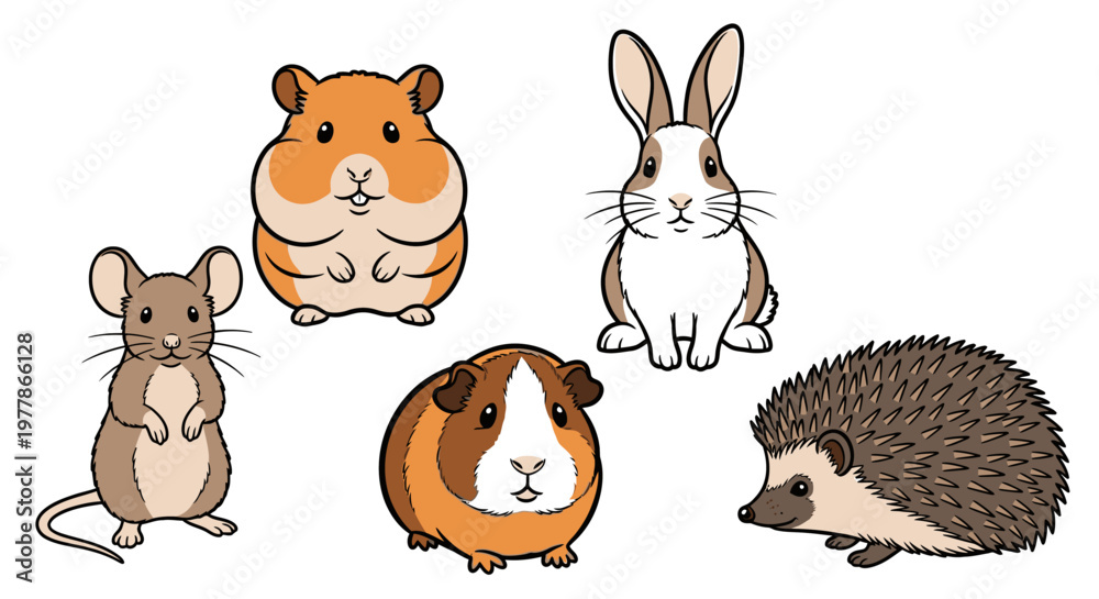 Fototapeta premium Cute cartoon animals standing together.