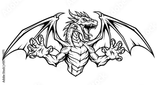 Dragon creature with wings spread wide.