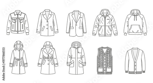 Variety of different jacket styles.