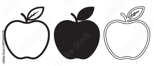apple symbol. black silhouette isolated on white. vector outline icon