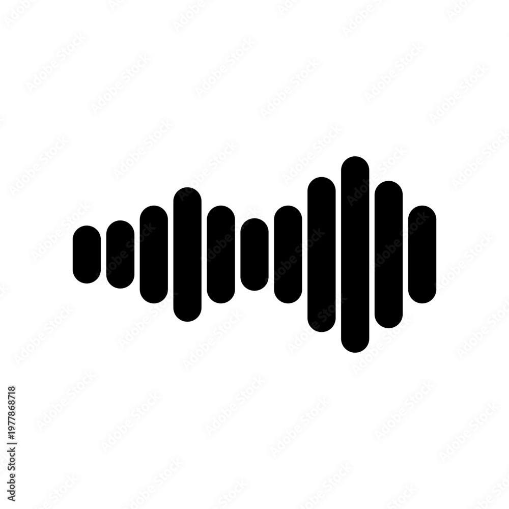 Obraz premium Audio Waveform Sound Icon Flat Minimalist Vector