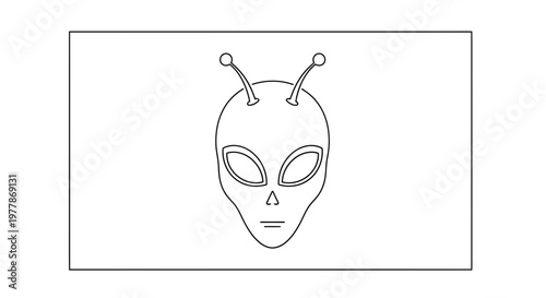 Minimalist Alien Head Outline Icon - Extraterrestrial Life Symbol