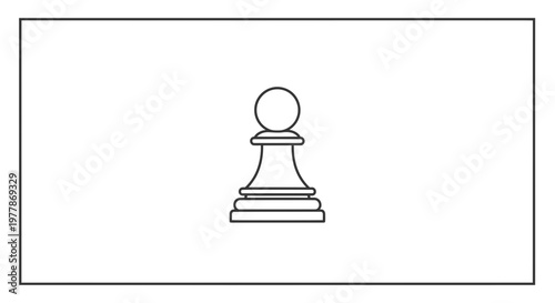 Minimalist Chess Pawn Icon on White Background, Strategy Symbol