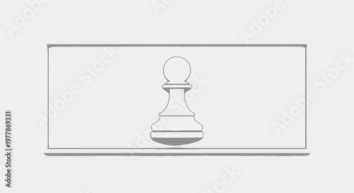 Minimalist Chess Pawn Icon on White Background