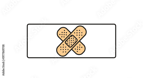 Crossed Bandages Icon: First Aid, Injury, Healthcare, Medical, Protection, Wound Care