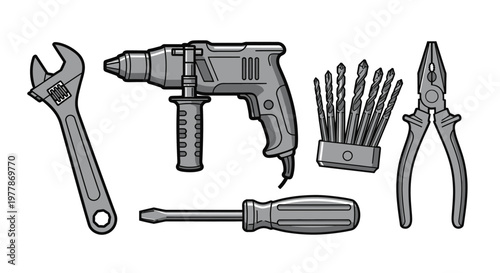 Hand tools for home repair work 1.