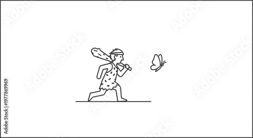 Caveman Chasing Butterfly