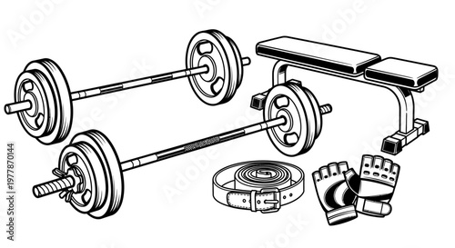 Weightlifting equipment for strength training.
