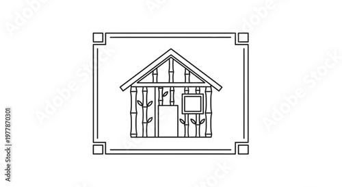 Bamboo House Icon: Eco-Friendly Architecture, Nature-Inspired Design, Sustainable Living
