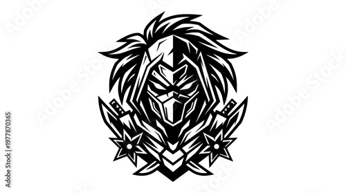 Modern Esports Female Ninja Logo with Angular Design