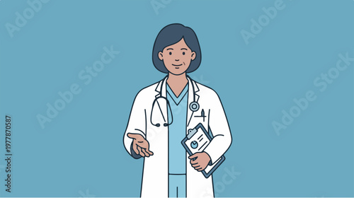 Female Doctor Holding Medical File.