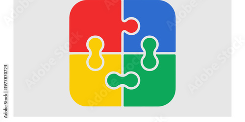 Four Color Puzzle Pieces Together.