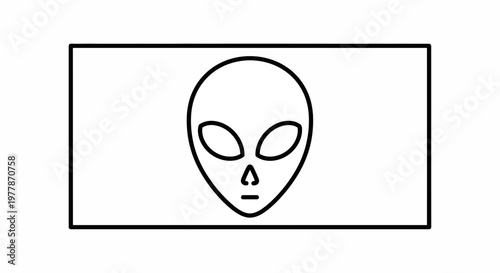 Alien Head Icon on Rectangular Background