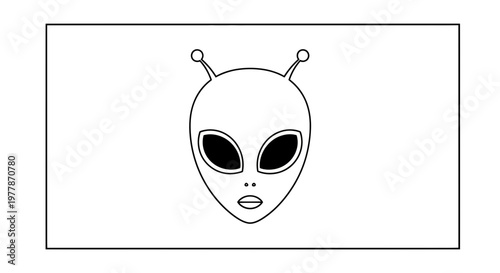 Alien Head Icon Outline, Extraterrestrial Face Symbol, Sci-Fi Concept
