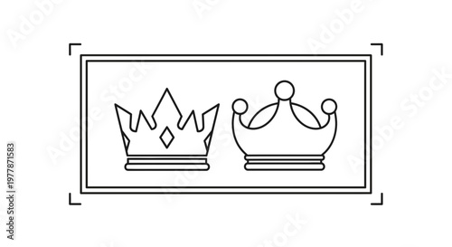 Two Royal Crowns Icon: King and Queen Symbols, Royalty and Power Emblem