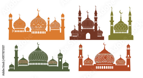 Islamic Mosque Architecture Silhouette Designs.