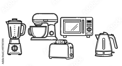 Kitchen appliances in a line 1.