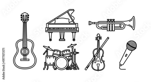 Musical Instruments Group Displayed Together 3.