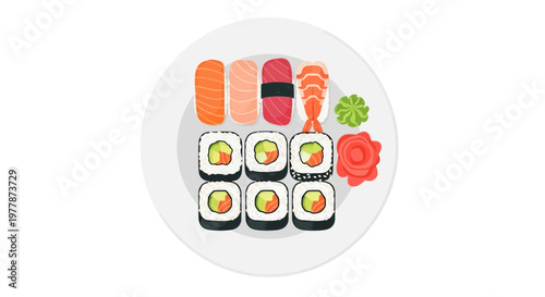 Delicious Sushi Platter with Salmon Nigiri and Maki Rolls
